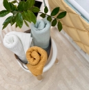 Protectie laterata patut bebe din 4 piese menta-mustar (2)
